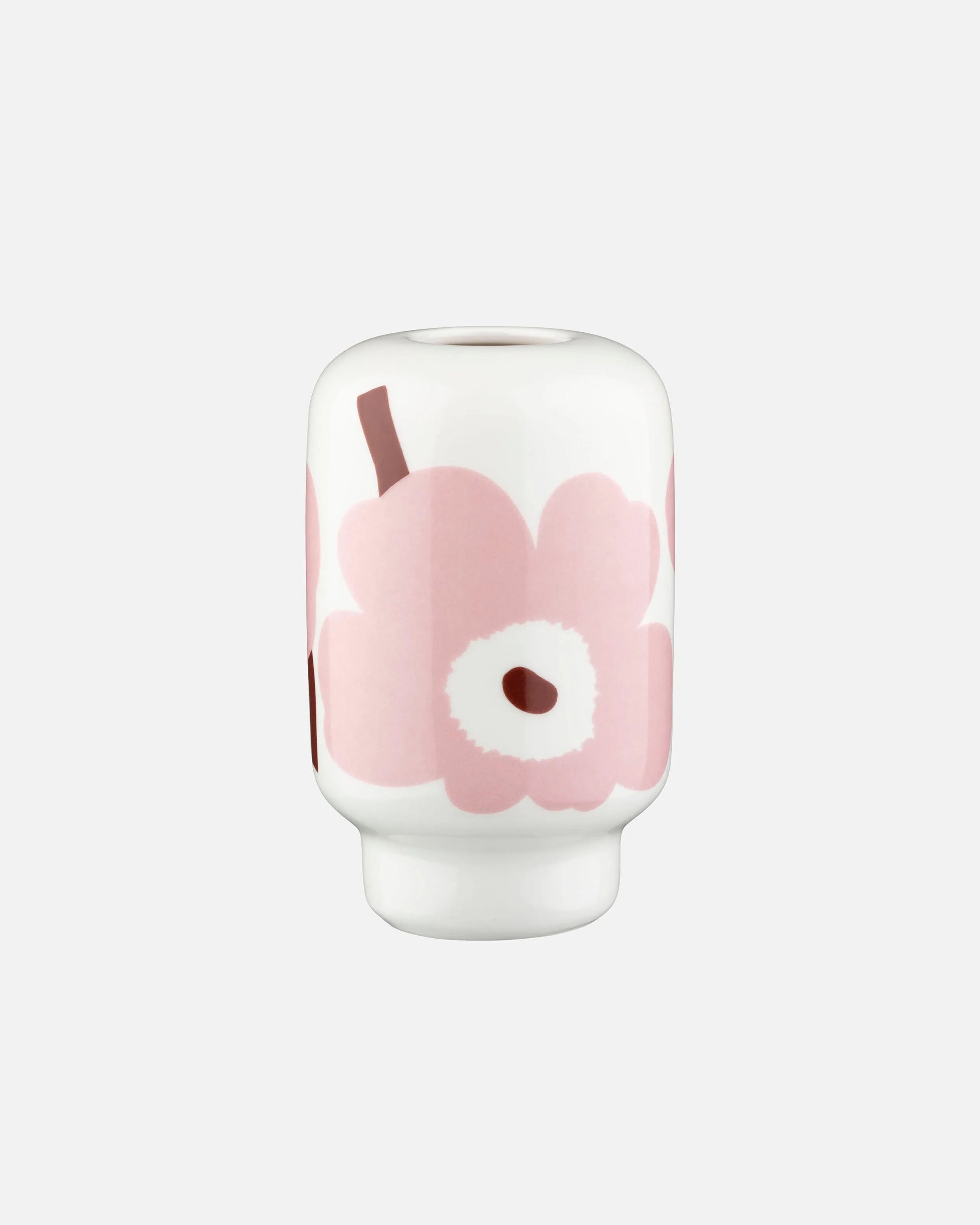 Marimekko Unikko Ceramic Vase 14 cm - White, Lt Pink, Chestnut