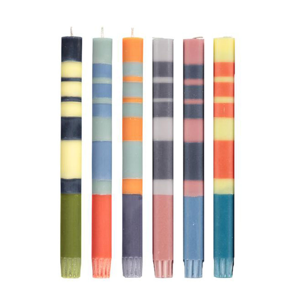 Striped Hand-Poured Eco Dinner Candles - 3 Stripe Mixed Pack