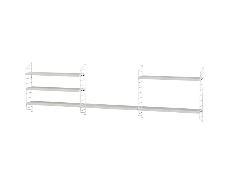 String Furniture Kids Room Bundle C H in White shelves and white panels