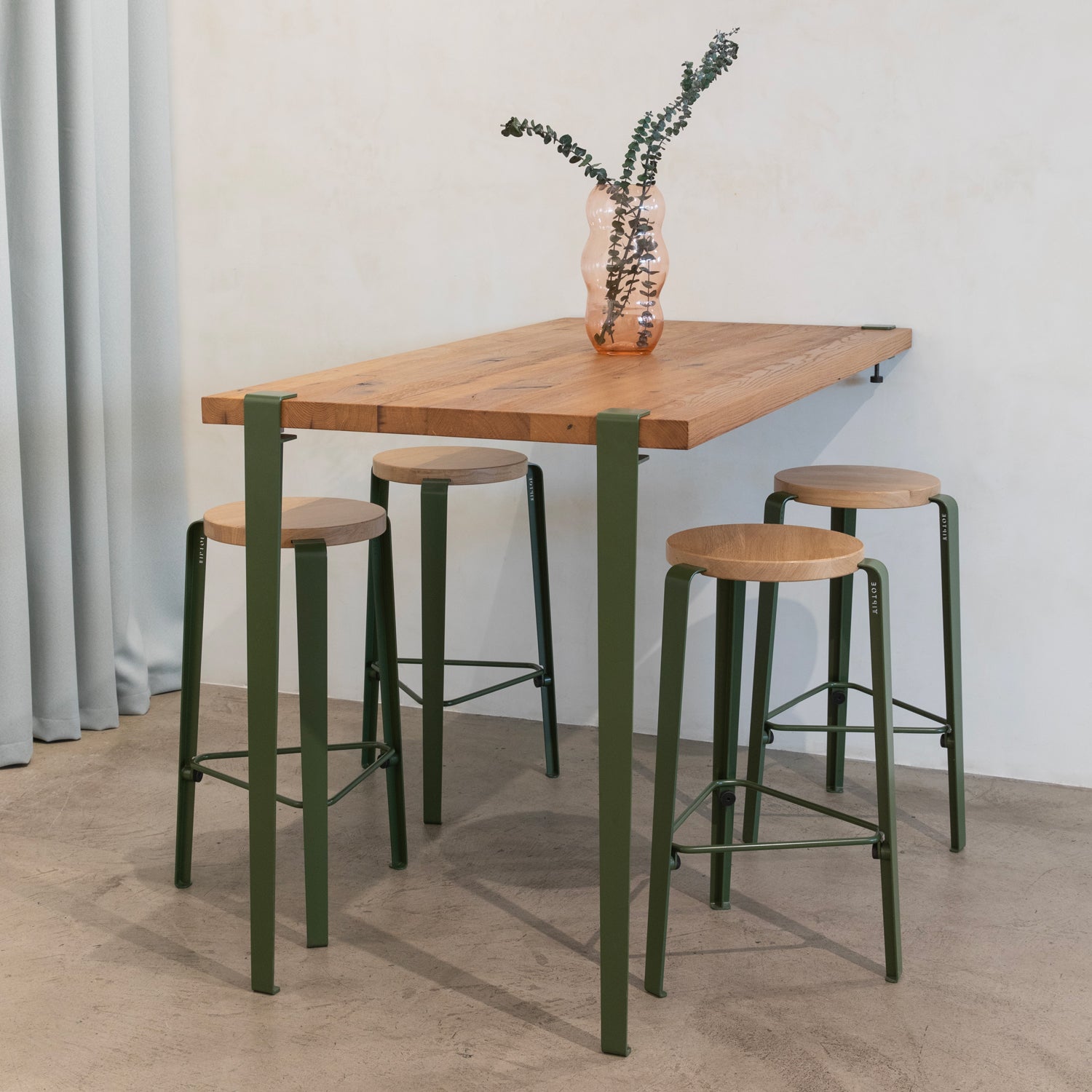 TIPTOE Wall-Mounted High Table - Reclaimed Wood