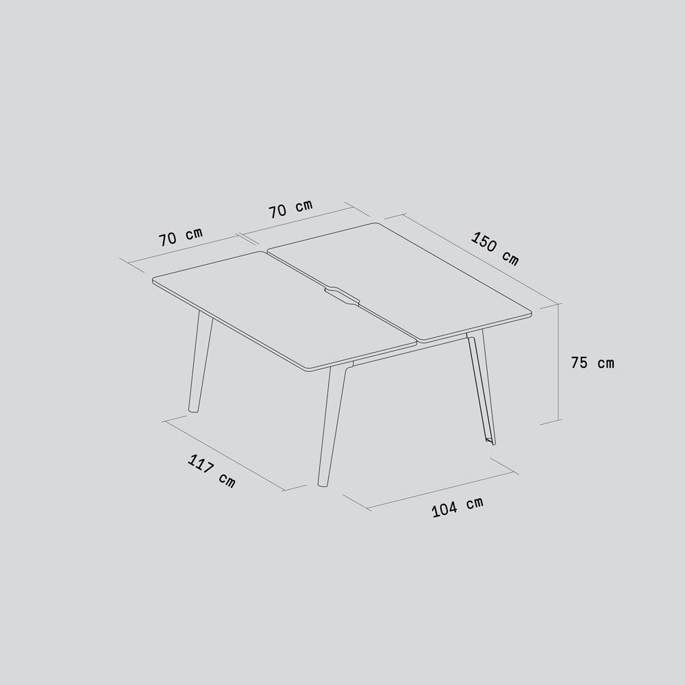 TIPTOE NEW MODERN 2-Seater Workbench - Venezia Recycled Plastic