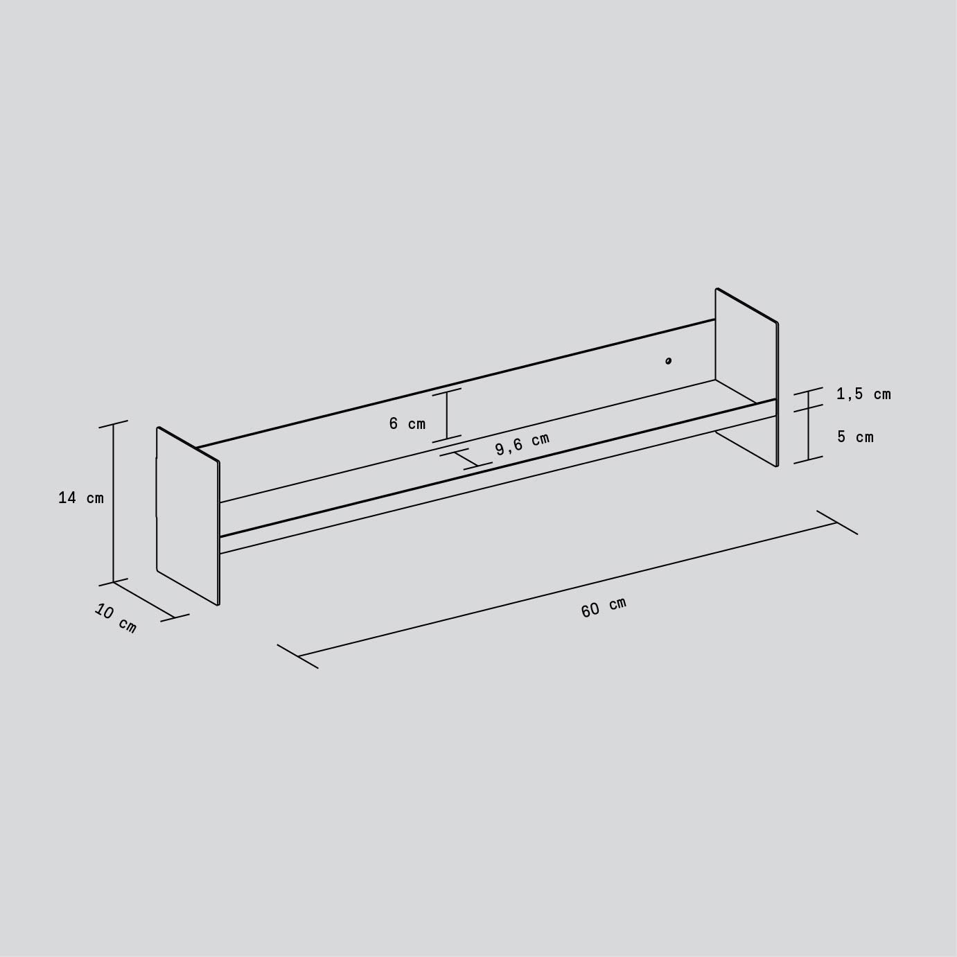 TIPTOE PLI Slim Steel Wall-Mounted Coat Rack - 20 To 60 cm