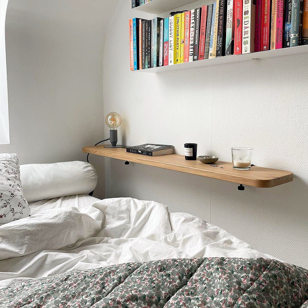 TIPTOE BRACKET Wall Shelf - Solid Oak - 60 To 150cm