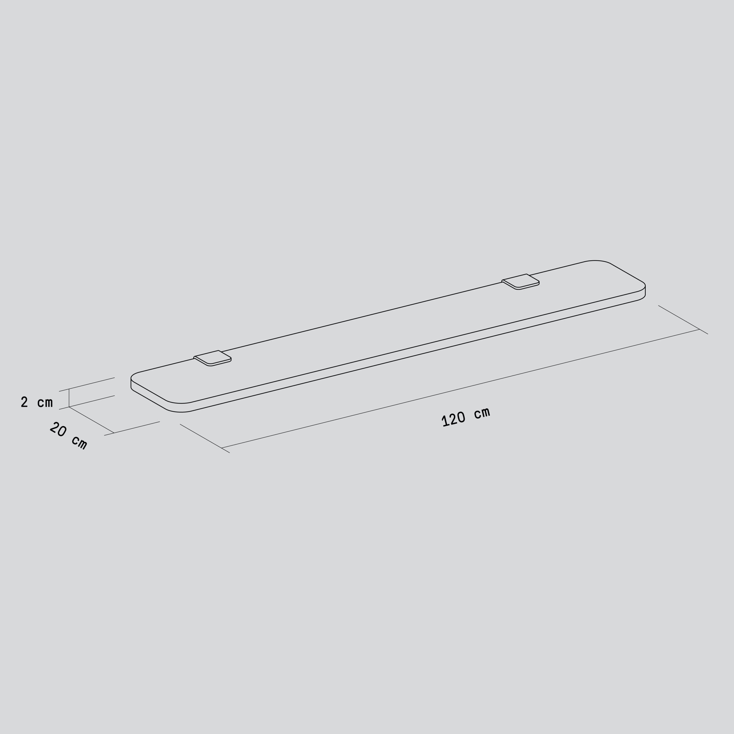 TIPTOE BRACKET Wall Shelf - Venezia Recycled Plastic - 60 To 150cm