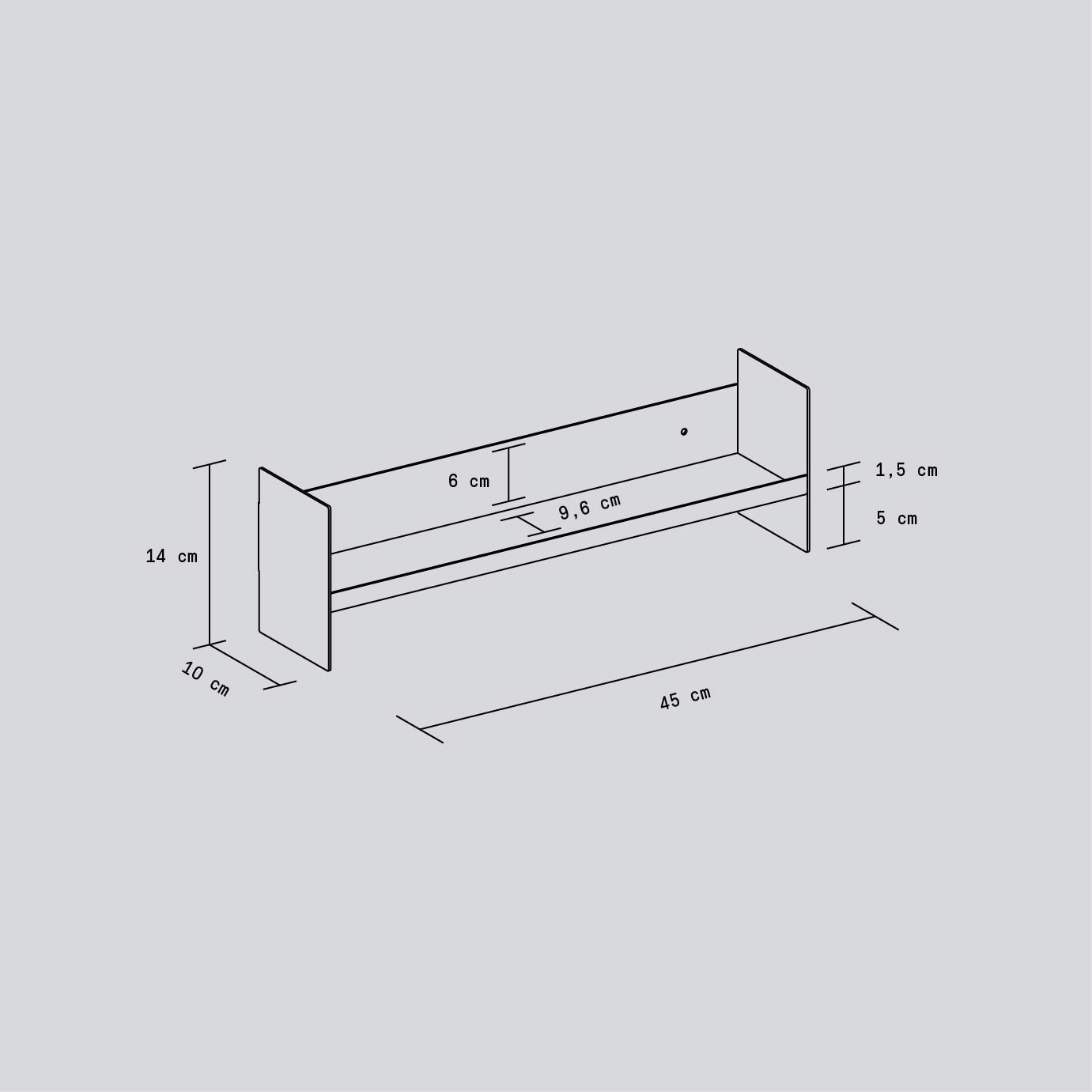 TIPTOE PLI Slim Steel Wall Shelf - 20 To 60cm