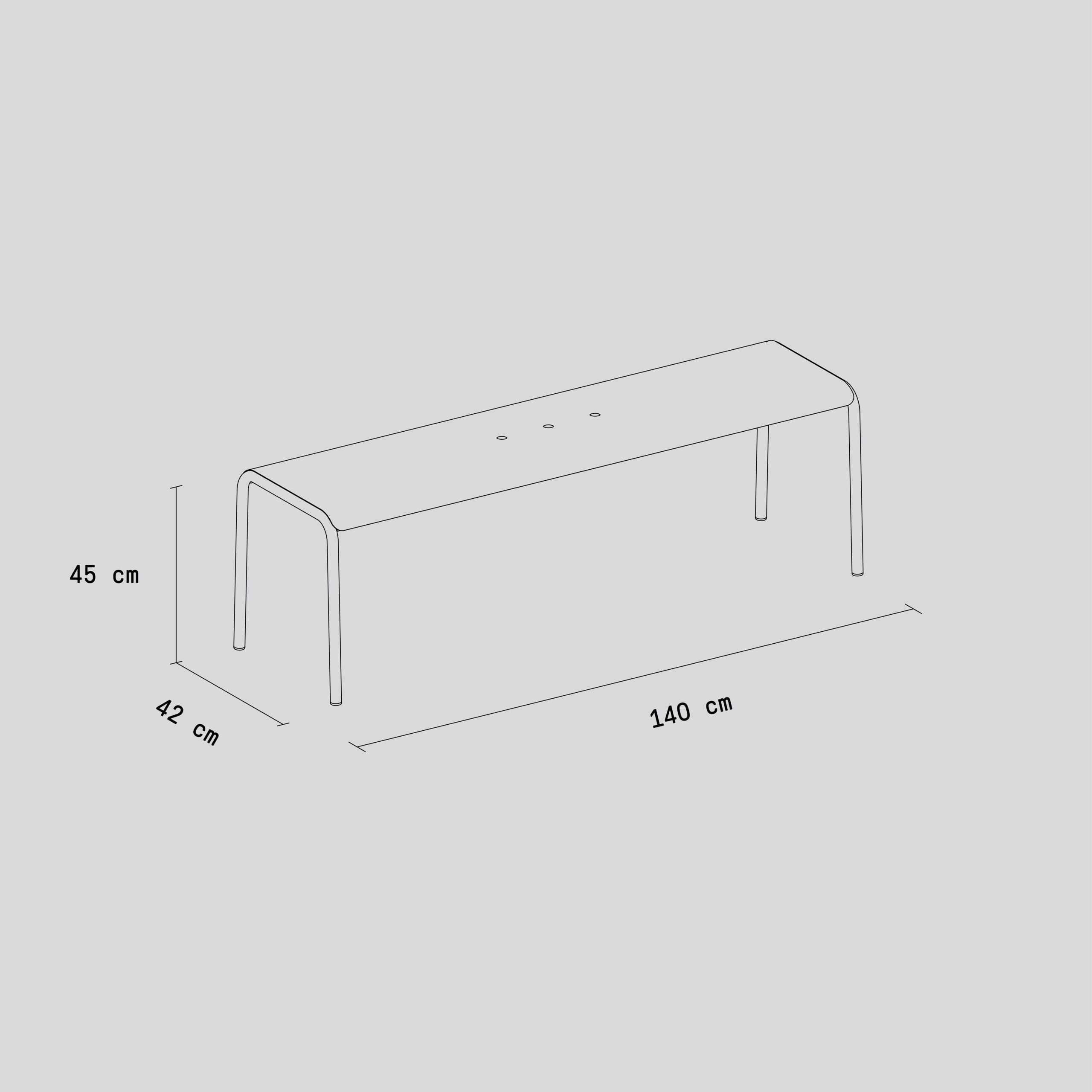 TIPTOE Outdoor Bench PANORAMA - Powder-Coated Steel