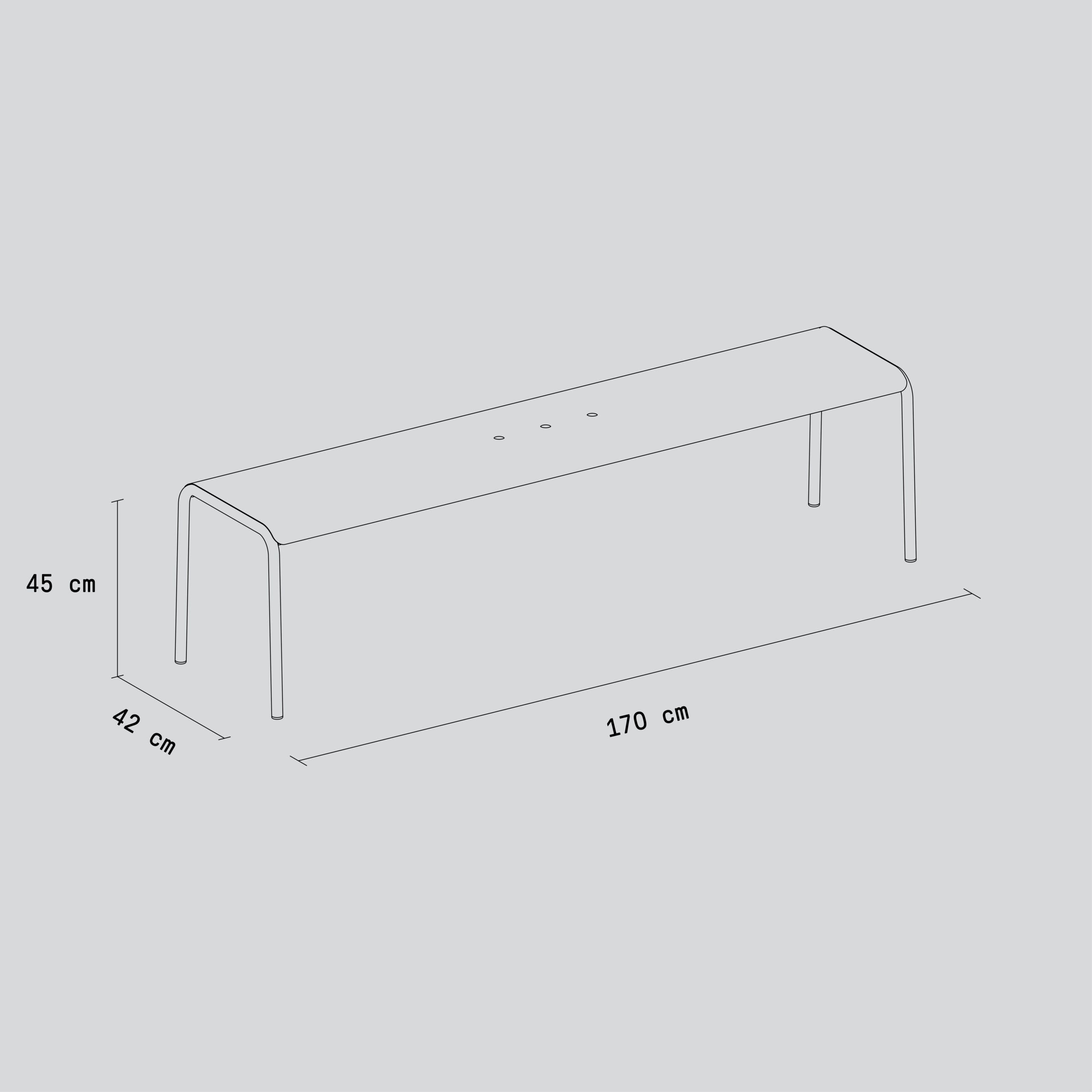 TIPTOE Outdoor Bench PANORAMA - Powder-Coated Steel