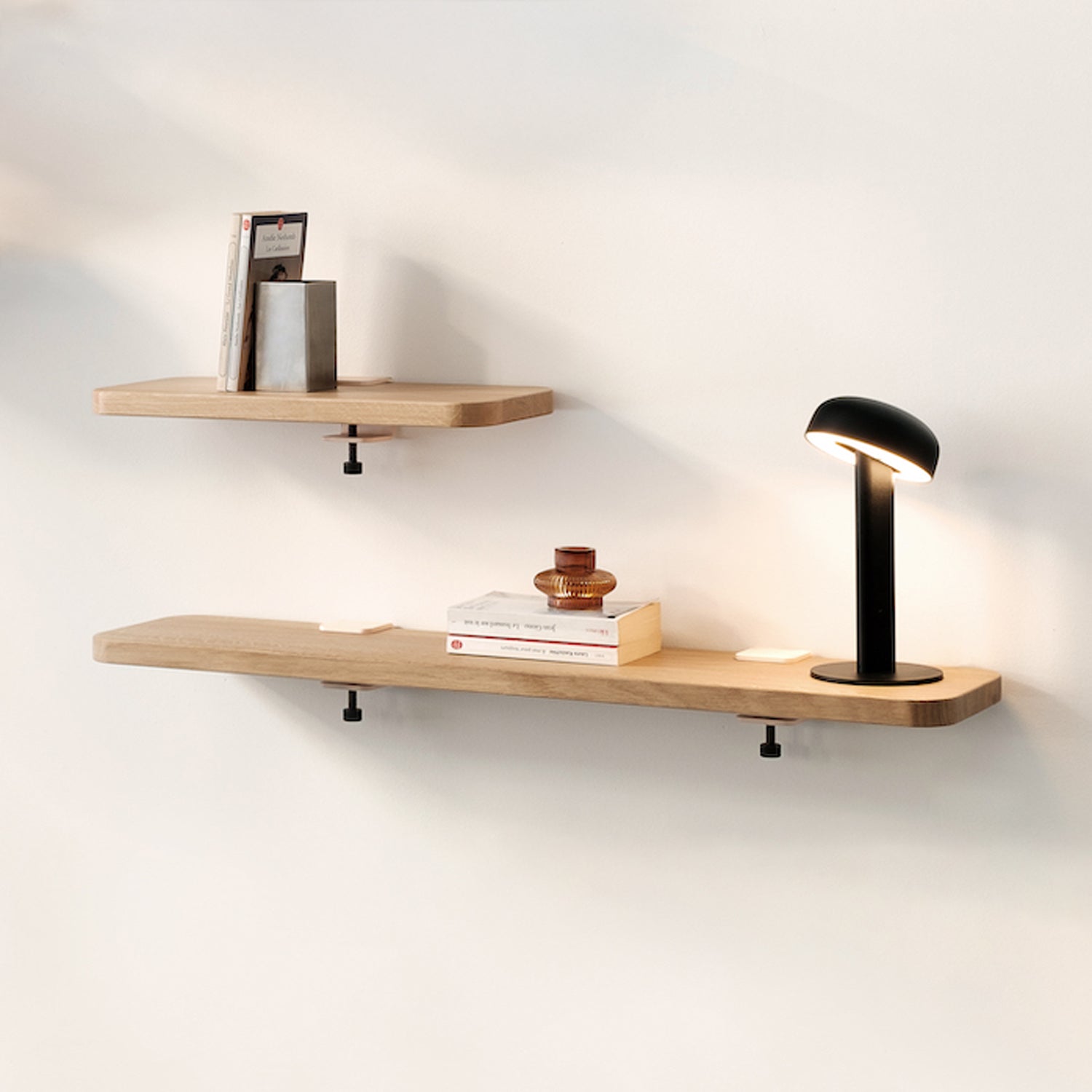 TIPTOE BRACKET Wall Shelf - Solid Oak - 60 To 150cm