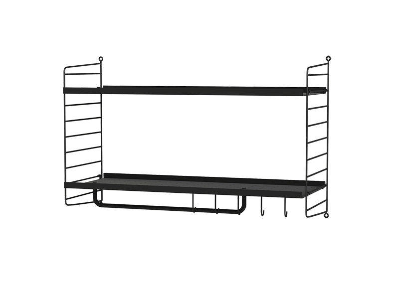 String Furniture Hallway Bundle H D in Black shelves and black panels