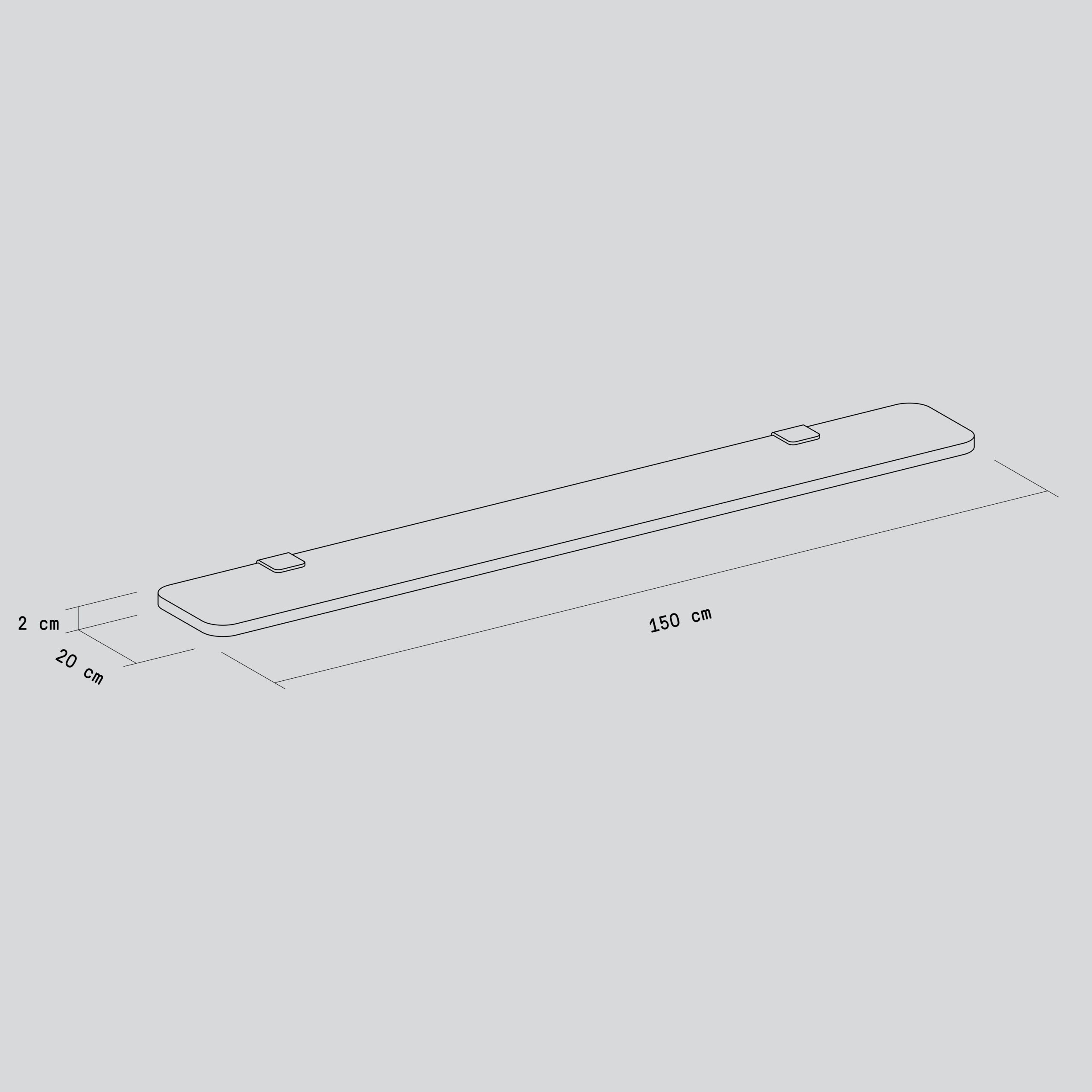 TIPTOE BRACKET Wall Shelf - Solid Oak - 60 To 150cm