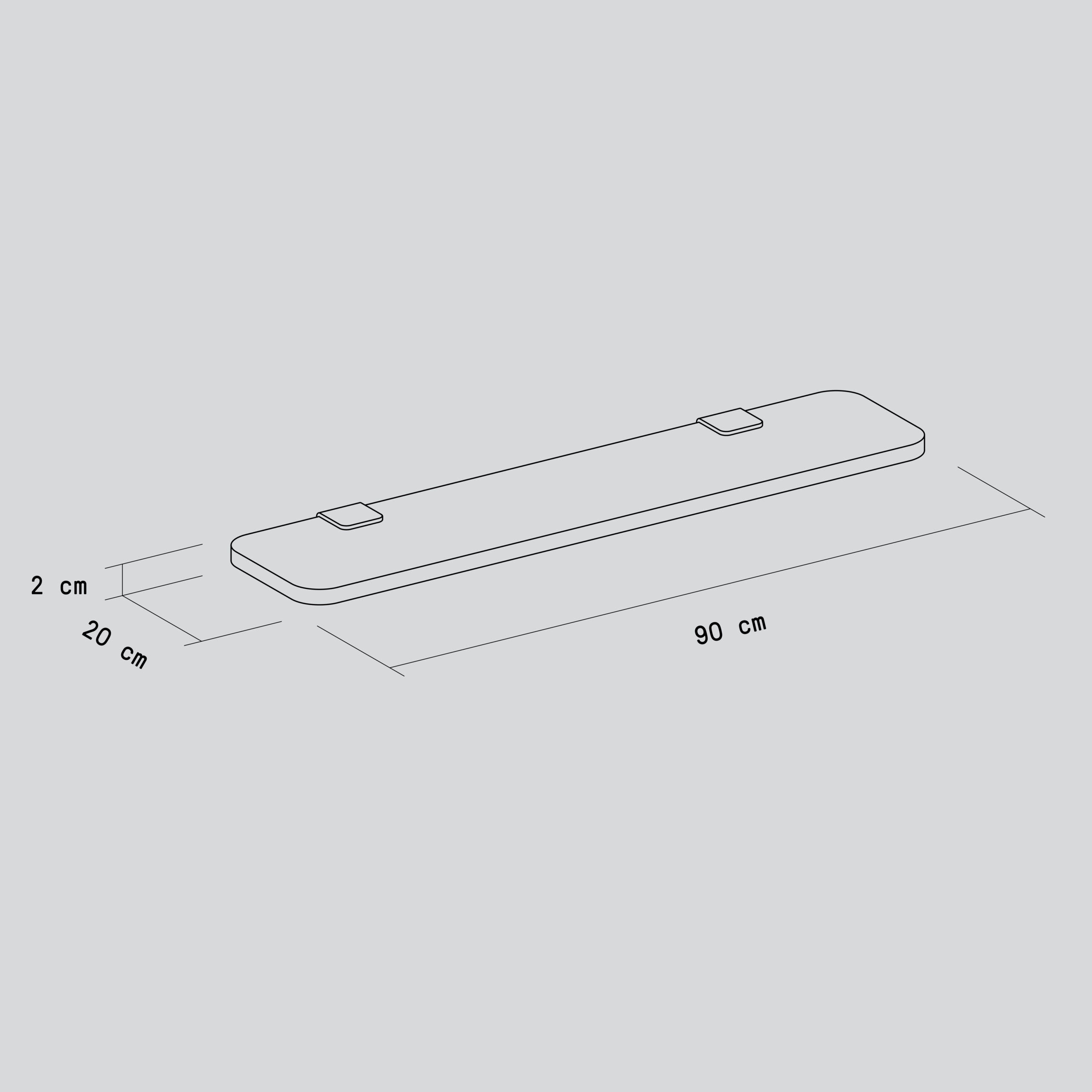 TIPTOE BRACKET Wall Shelf - Solid Oak - 60 To 150cm