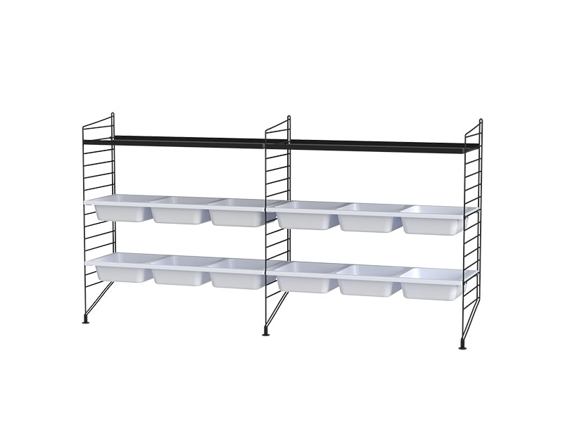 String Furniture Kids Room Bundle C F in Black shelves and black panels
