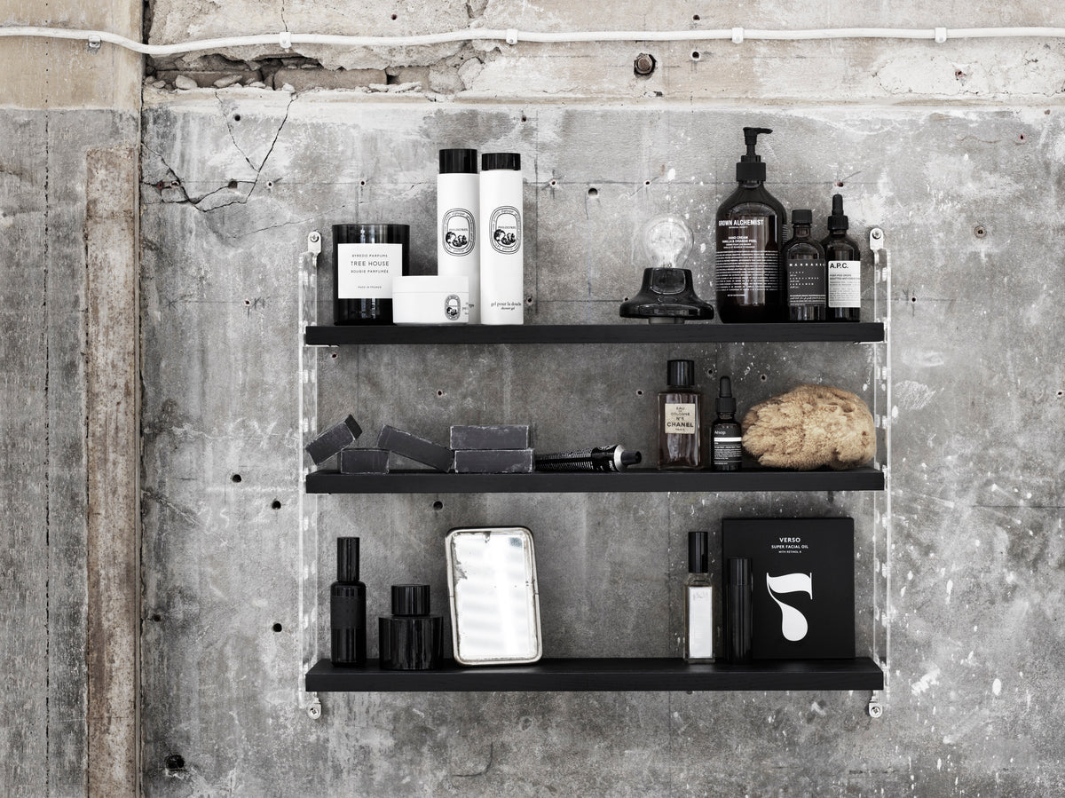 Shelf w58 x d20 cm in Black stained ash, room setting