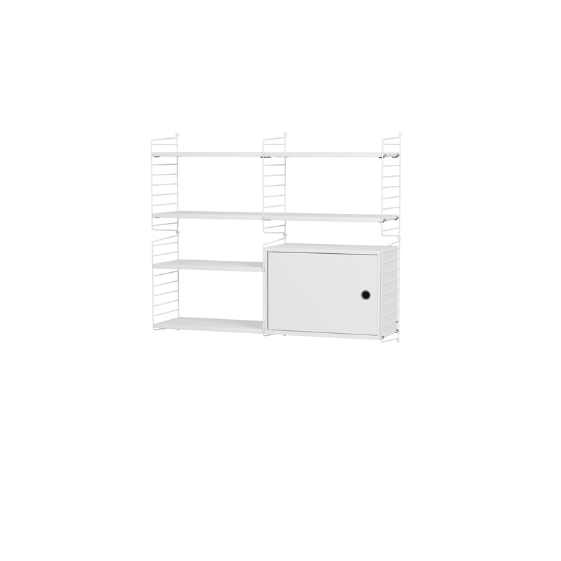 String Furniture Living Room Bundle L R in White shelves and white panels