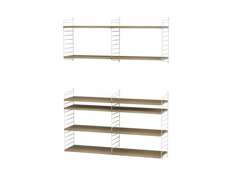 String Furniture Living Room Bundle L N in Oak shelves and white panels