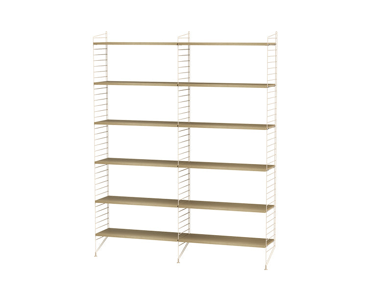String Furniture Living Room Bundle L A in Oak shelves and beige panels