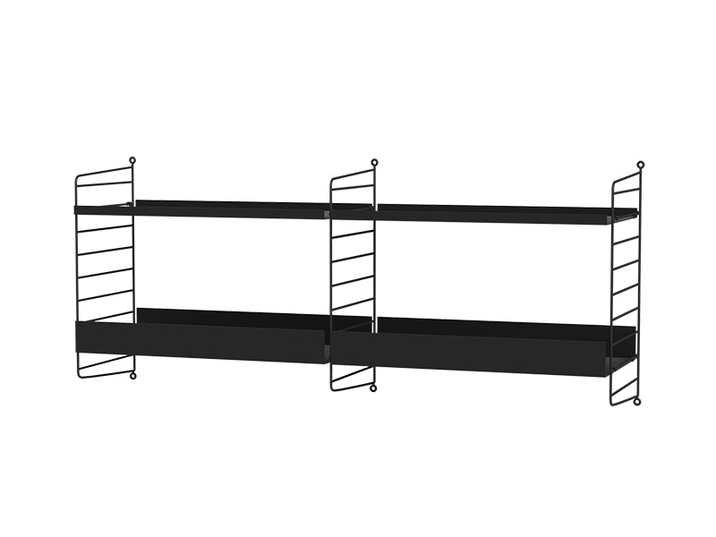 String Furniture Kitchen Bundle K B in Black shelves and black panels