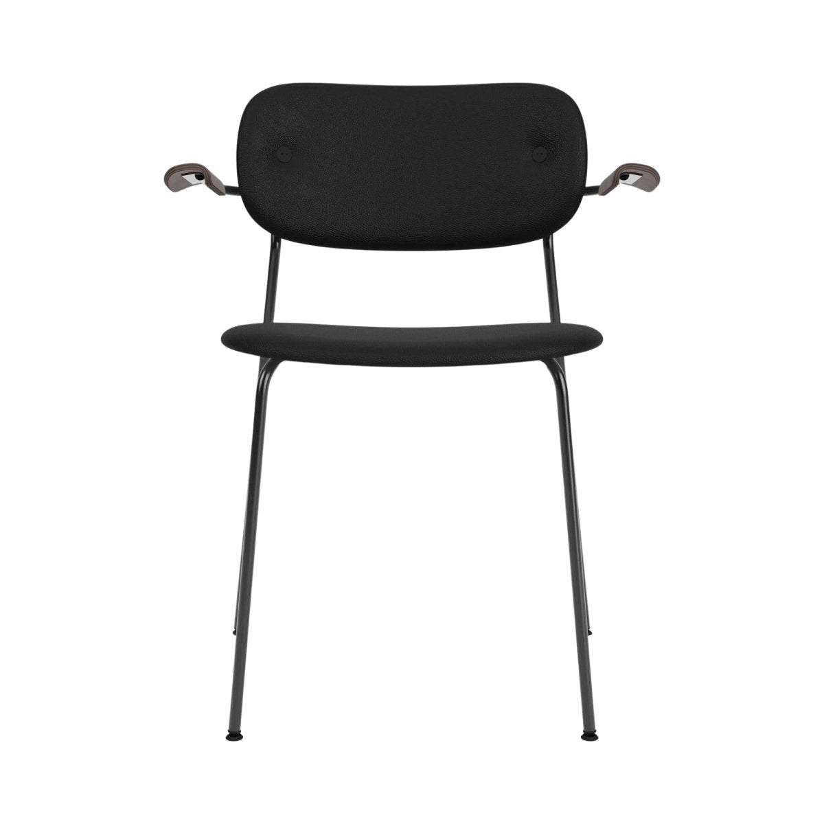 Audo Co Dining Chair, With Arms, Fully Upholstered – Black Steel / Dark Stained Oak / 1001/Sierra