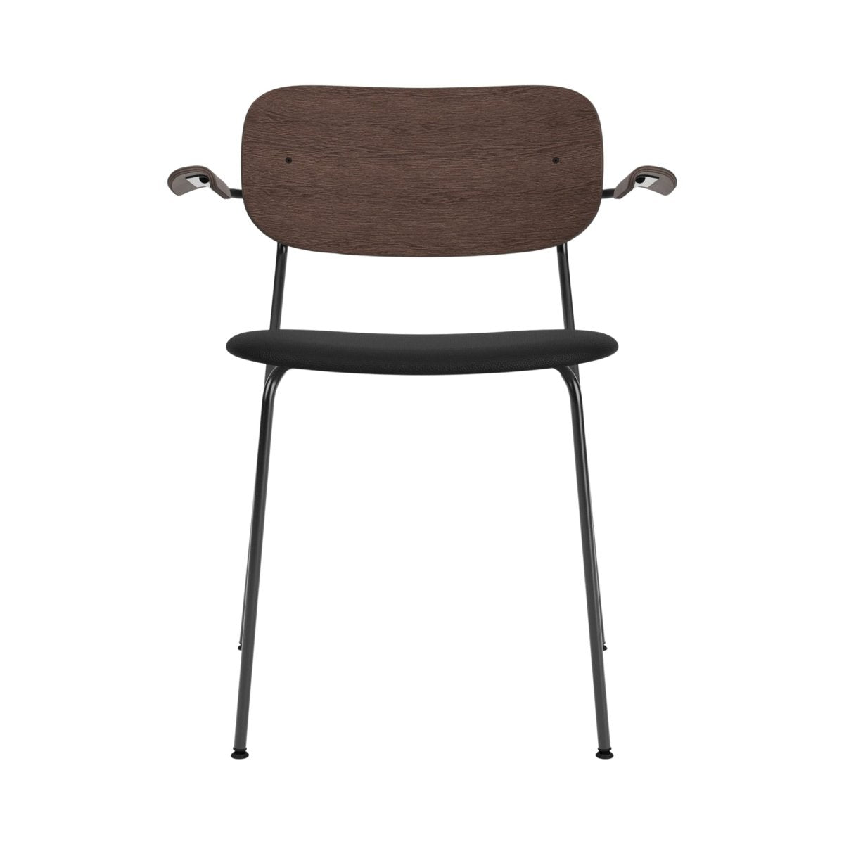 Audo Co Dining Chair, With Arms, Partially Upholstered – Black Steel / Dark Stained Oak / 1001/Sierra