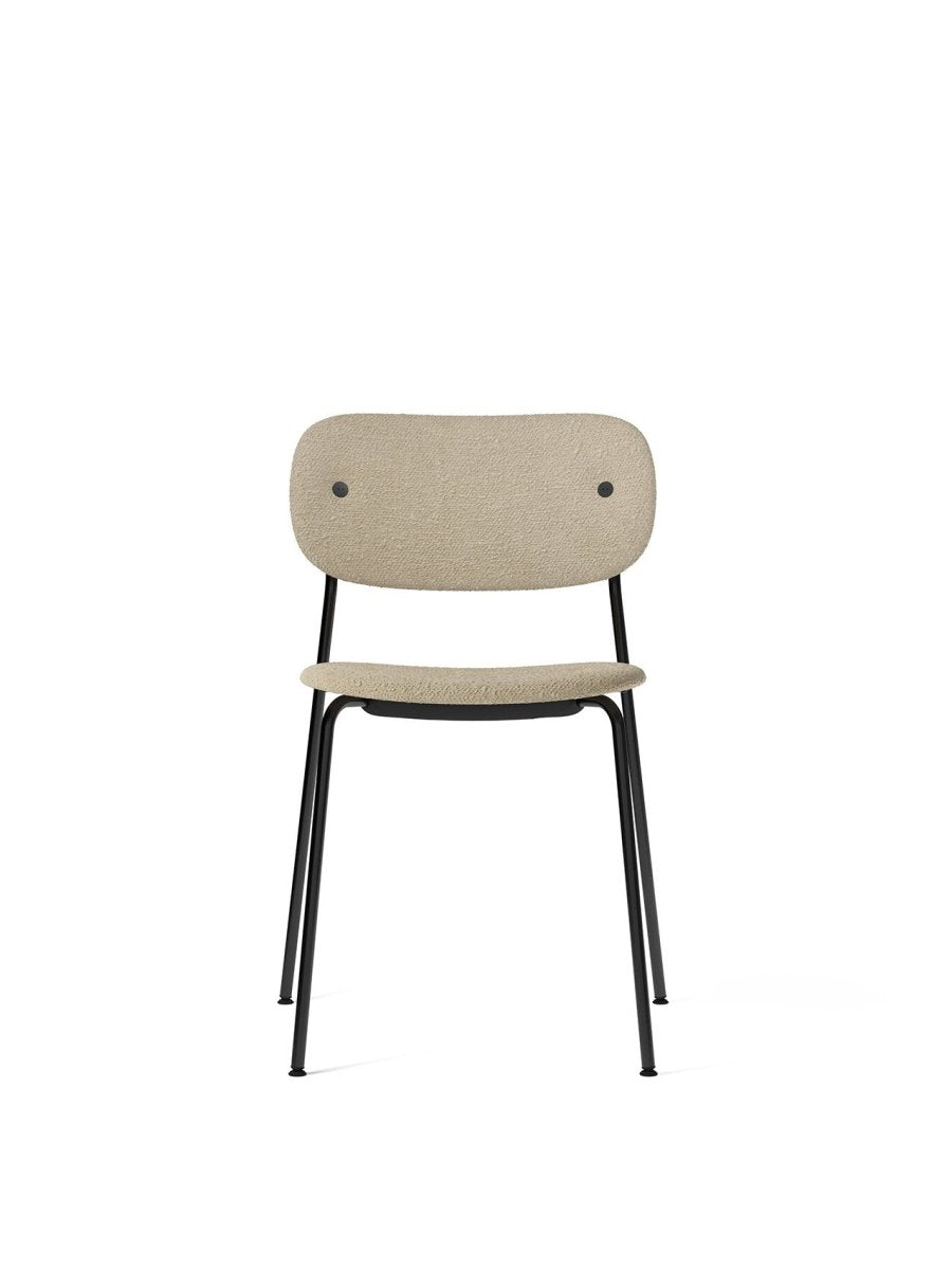 Audo Co Dining Chair, Without Arms, Fully Upholstered - Black Steel / Audo Bouclé US 02