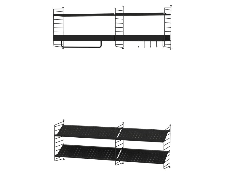 String Furniture Hallway Bundle H H in Black shelves and black panels