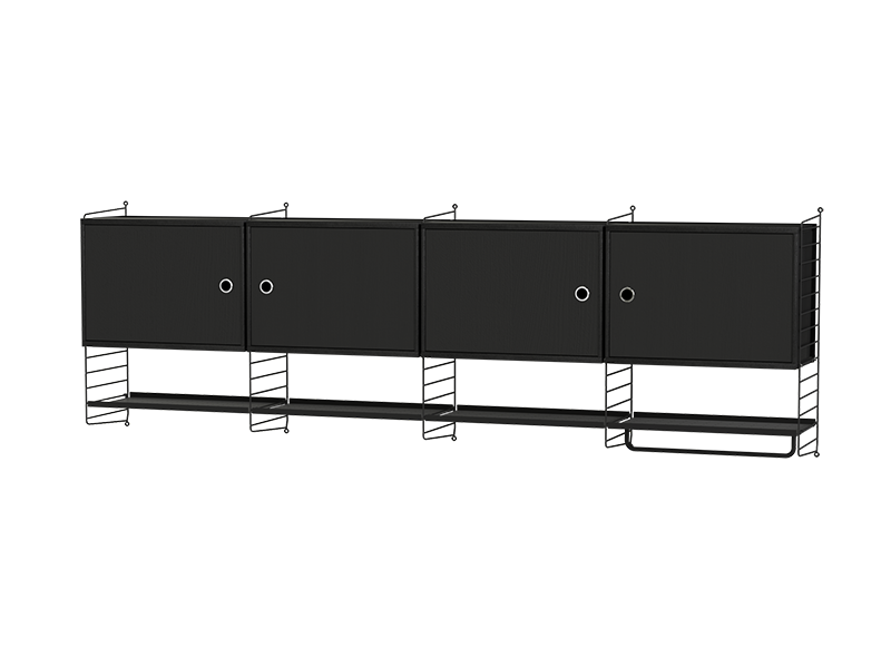 String Furniture Kitchen Bundle K K in Black shelves and black panels