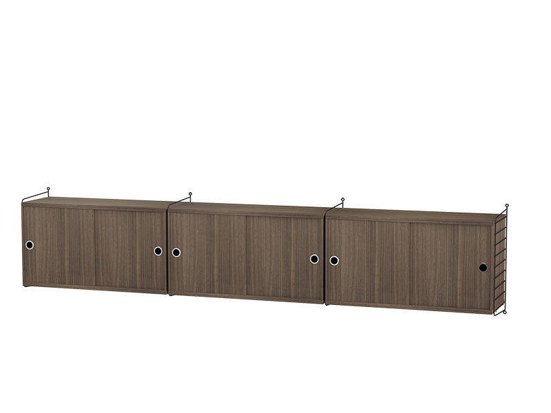 String Furniture Living Room Bundle L D in Walnut shelves and black panels