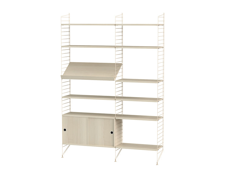 String Furniture Living Room Bundle L H in Ash shelves and beige panels