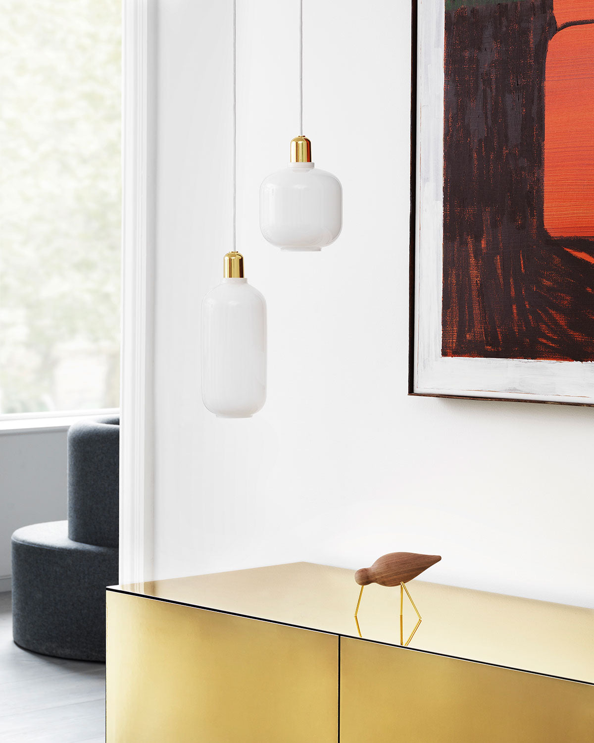 Normann Copenhagen Shorebird - Walnut with Brass Legs