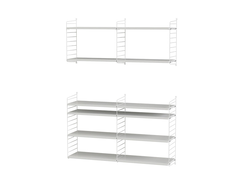 String Furniture Living Room Bundle L N in White shelves and white panels