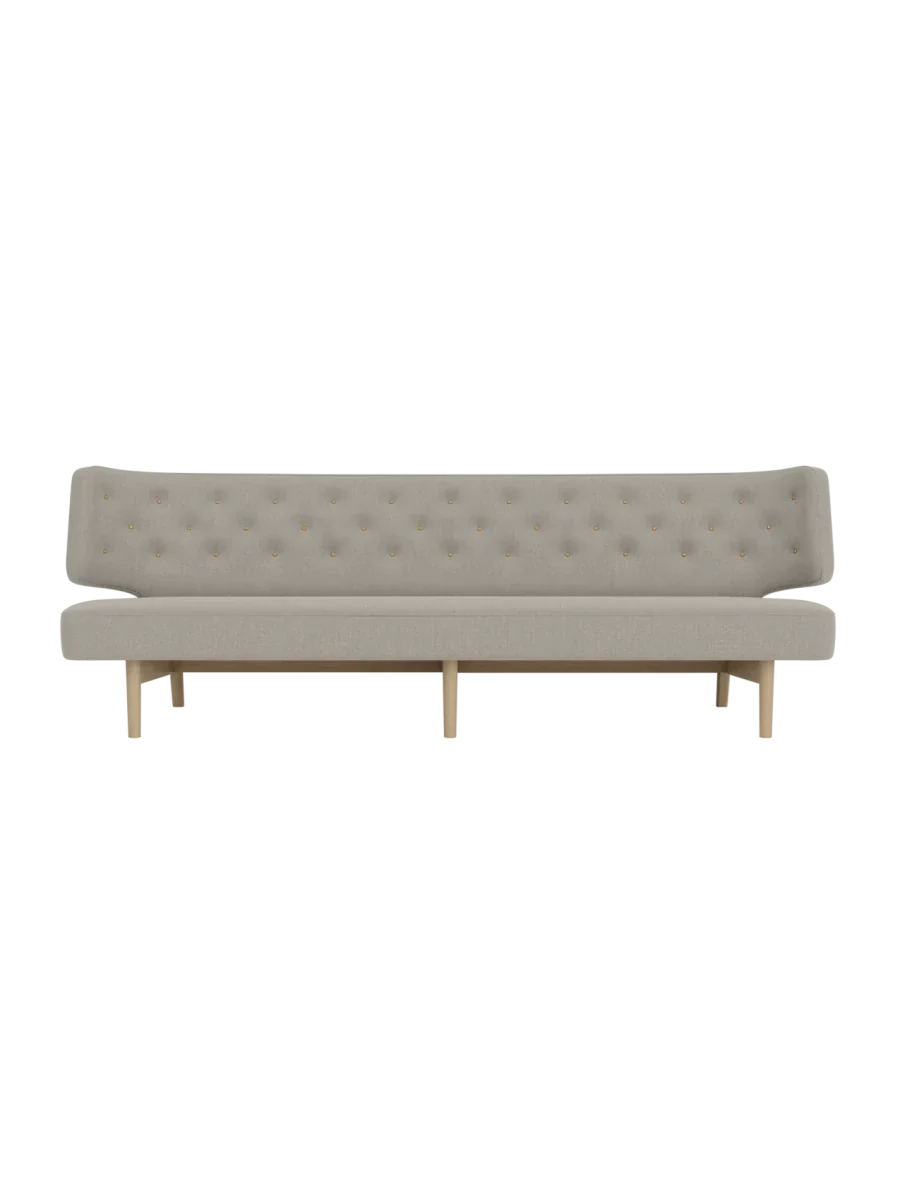Audo Radiohus Sofa P3, 3-Seater - Natural Oak / Re-Wool 218 | Vegetal Leather Buttons