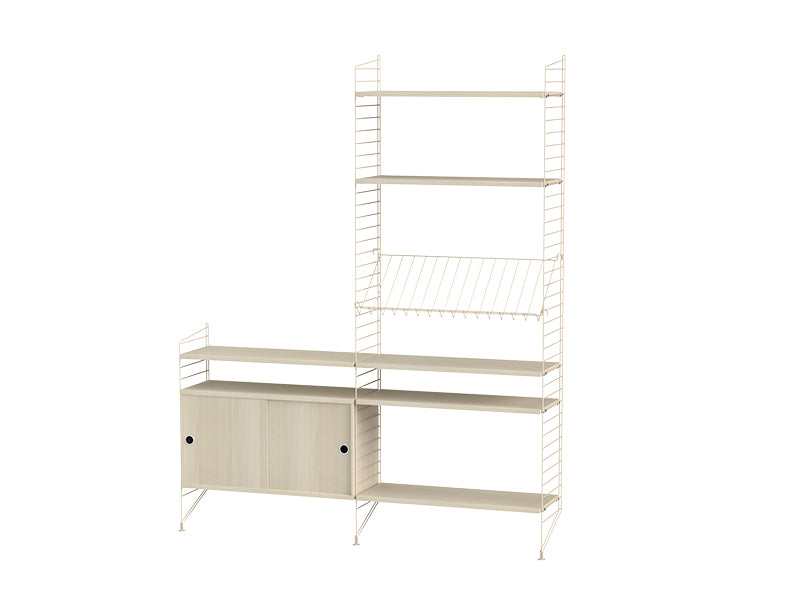 String Furniture Living Room Bundle L K in Ash shelves and beige panels
