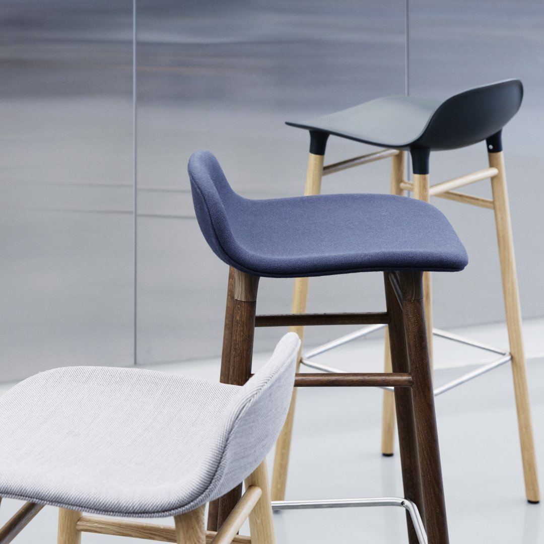 Normann Copenhagen Form Bar Stool - Wood Legs - Upholstered