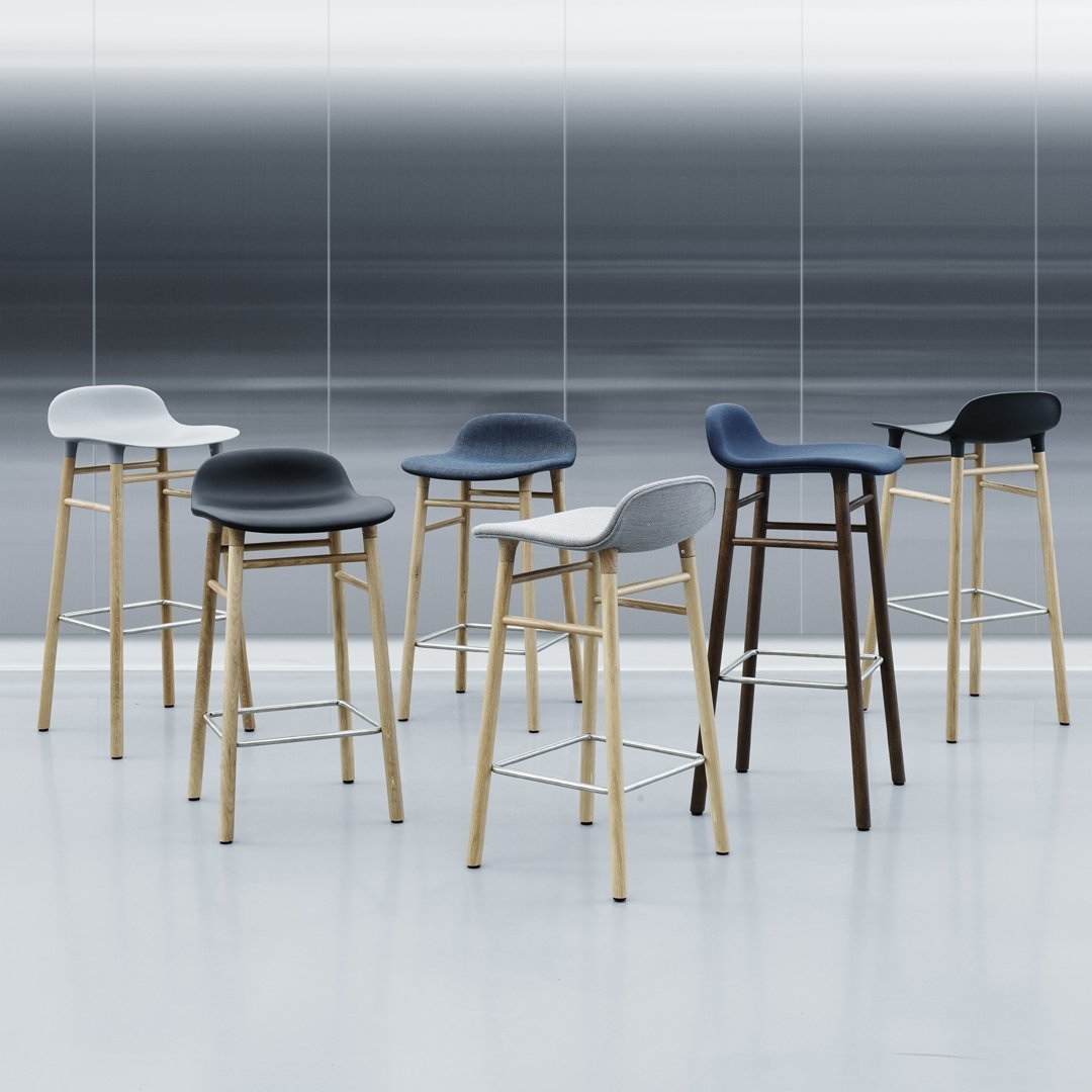 Normann Copenhagen Form Bar Stool - Wood Legs - Upholstered
