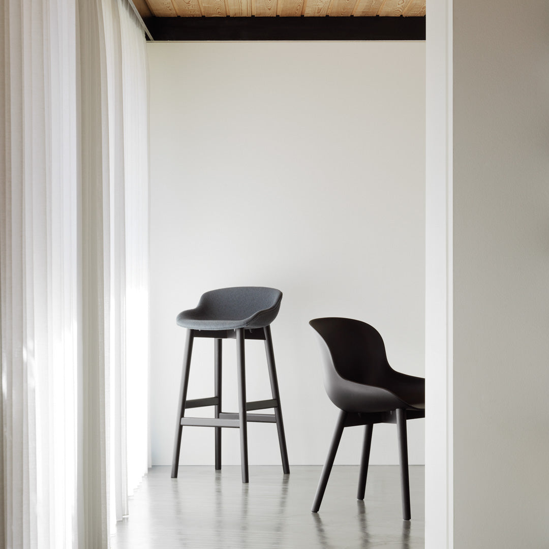 Normann Copenhagen Hyg Bar Stool - Full Upholstery / Wood Base