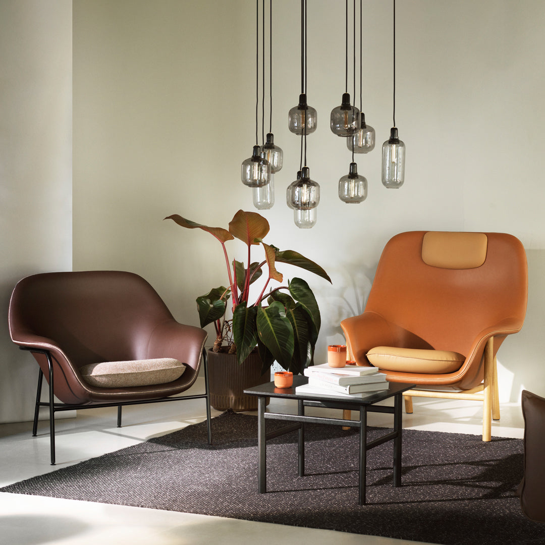 Normann Copenhagen Drape High Lounge Chair w/ Headrest - Wood Legs