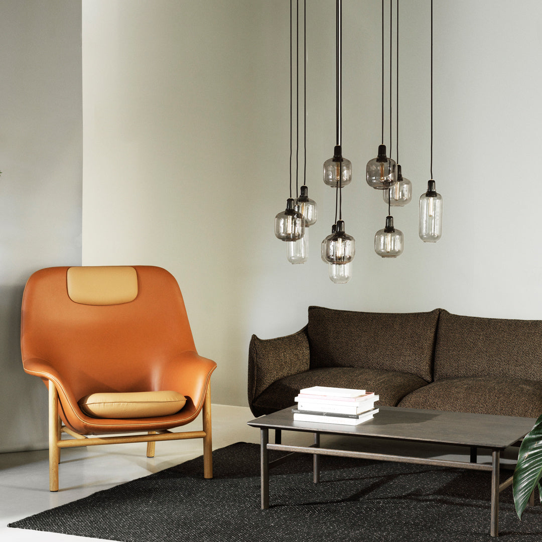 Normann Copenhagen Drape High Lounge Chair w/ Headrest - Wood Legs