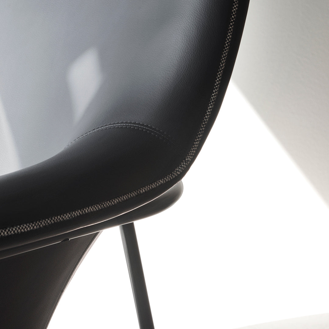 Normann Copenhagen Drape High Lounge Chair w/ Headrest - Steel Legs