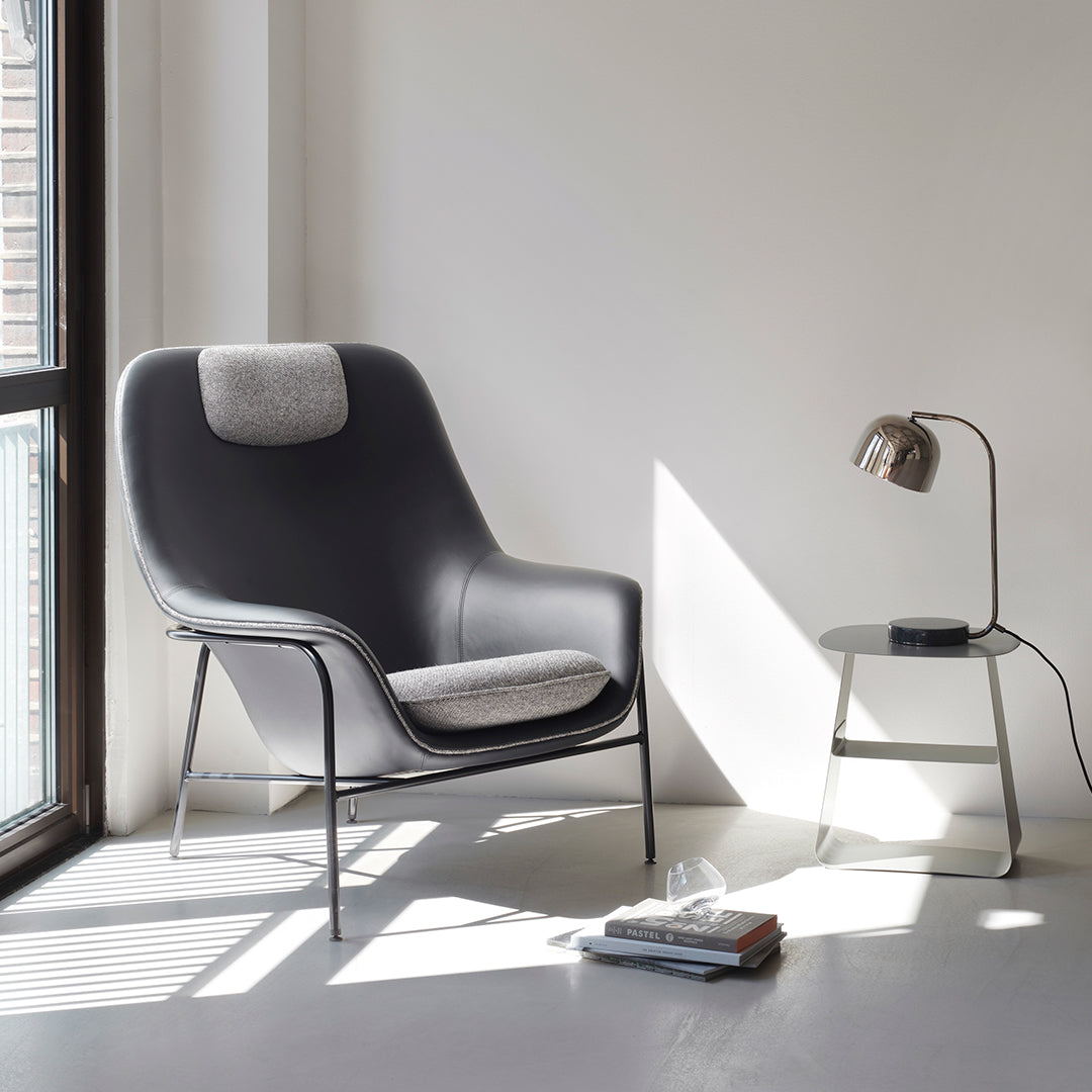 Normann Copenhagen Drape High Lounge Chair w/ Headrest - Steel Legs