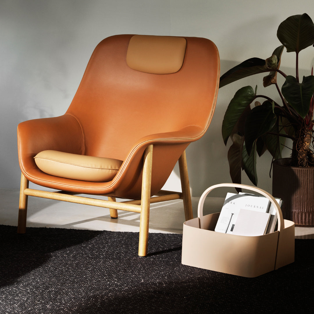 Normann Copenhagen Drape High Lounge Chair w/ Headrest - Wood Legs