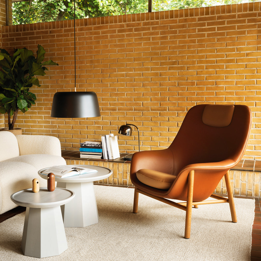 Normann Copenhagen Drape High Lounge Chair w/ Headrest - Wood Legs