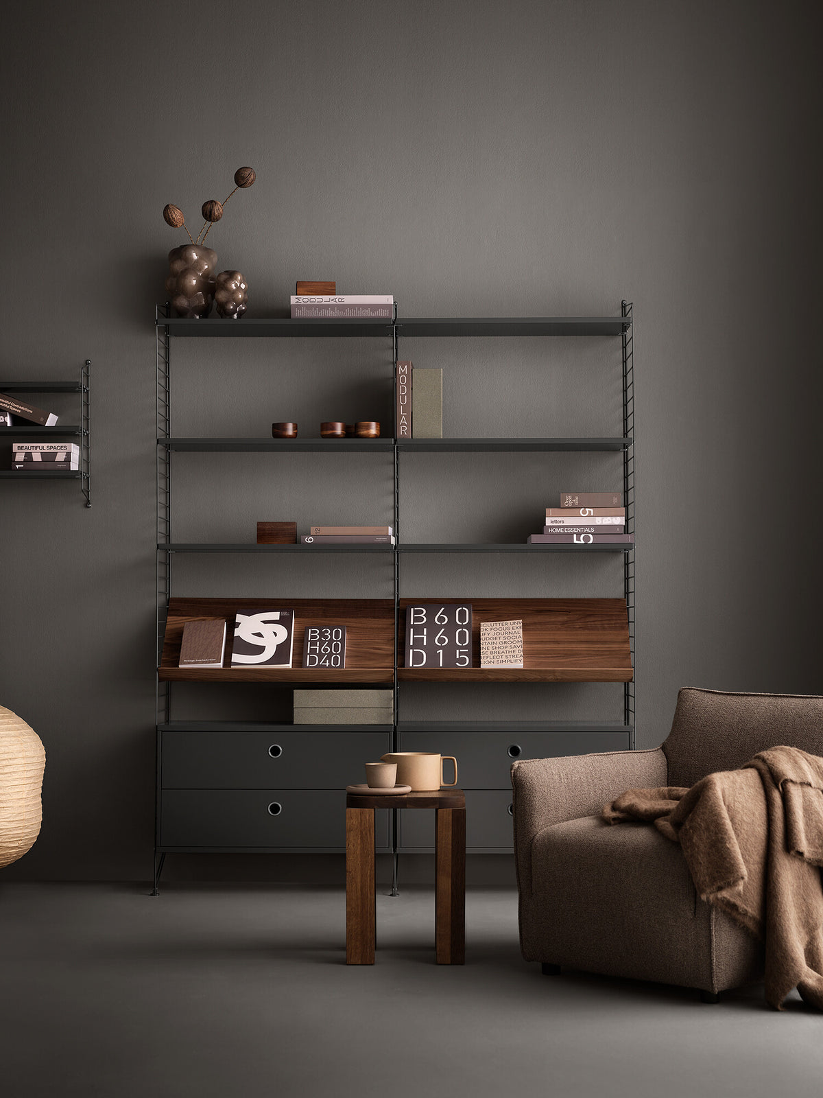 Chest of Drawers w78 x d30 x h42 cm in Dark grey, room setting