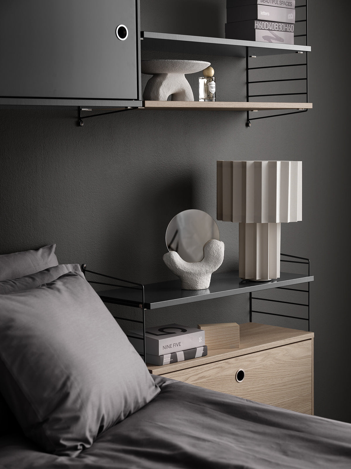 Shelf w78 x d30 cm in Dark grey, room setting