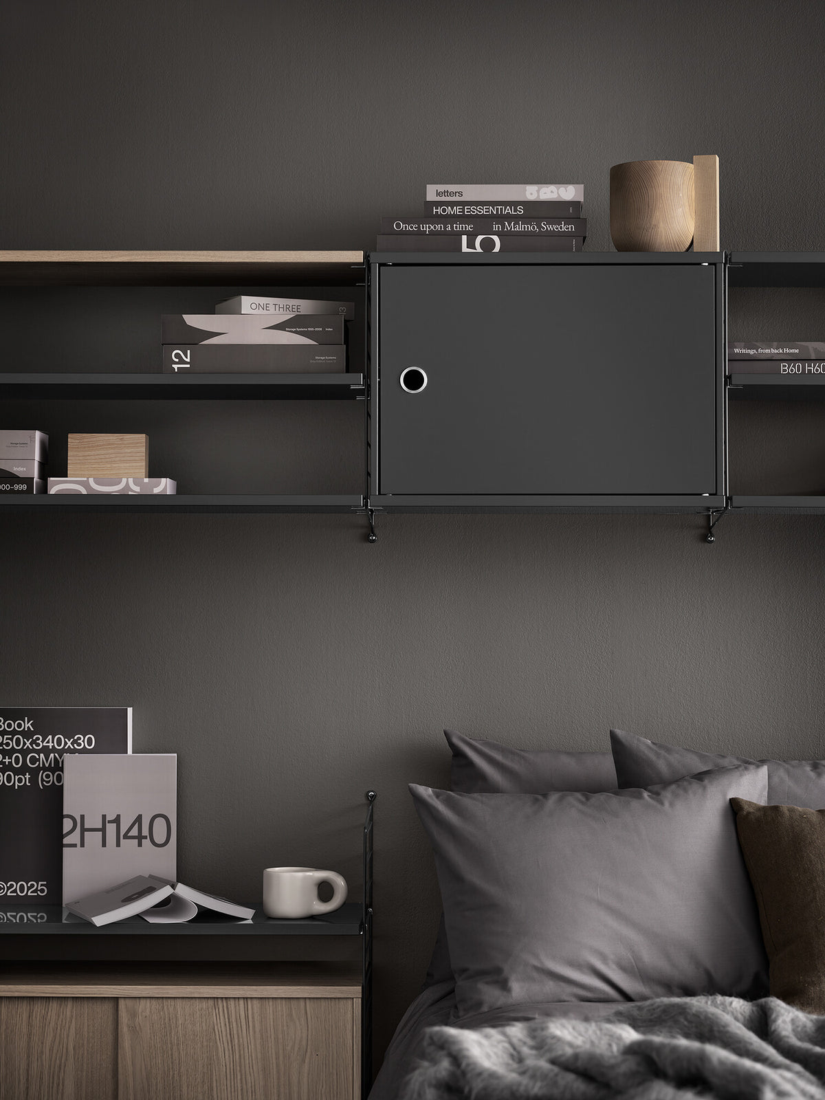 Wall Panel h50 x d30 cm in Dark grey, room setting