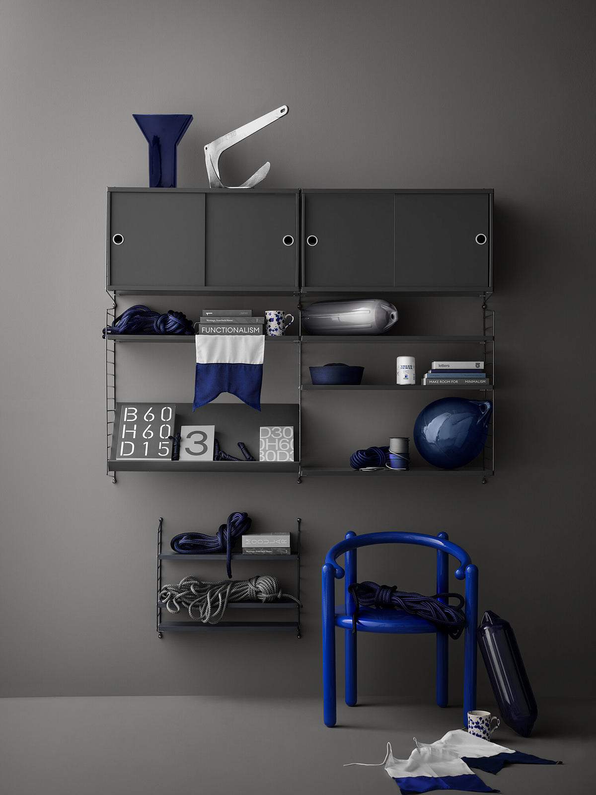 Wall Panel h75 x d30 cm in Dark grey, room setting