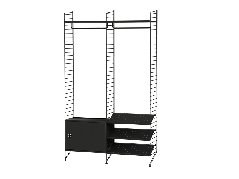 String Furniture Hallway Bundle H S in Black shelves and black panels
