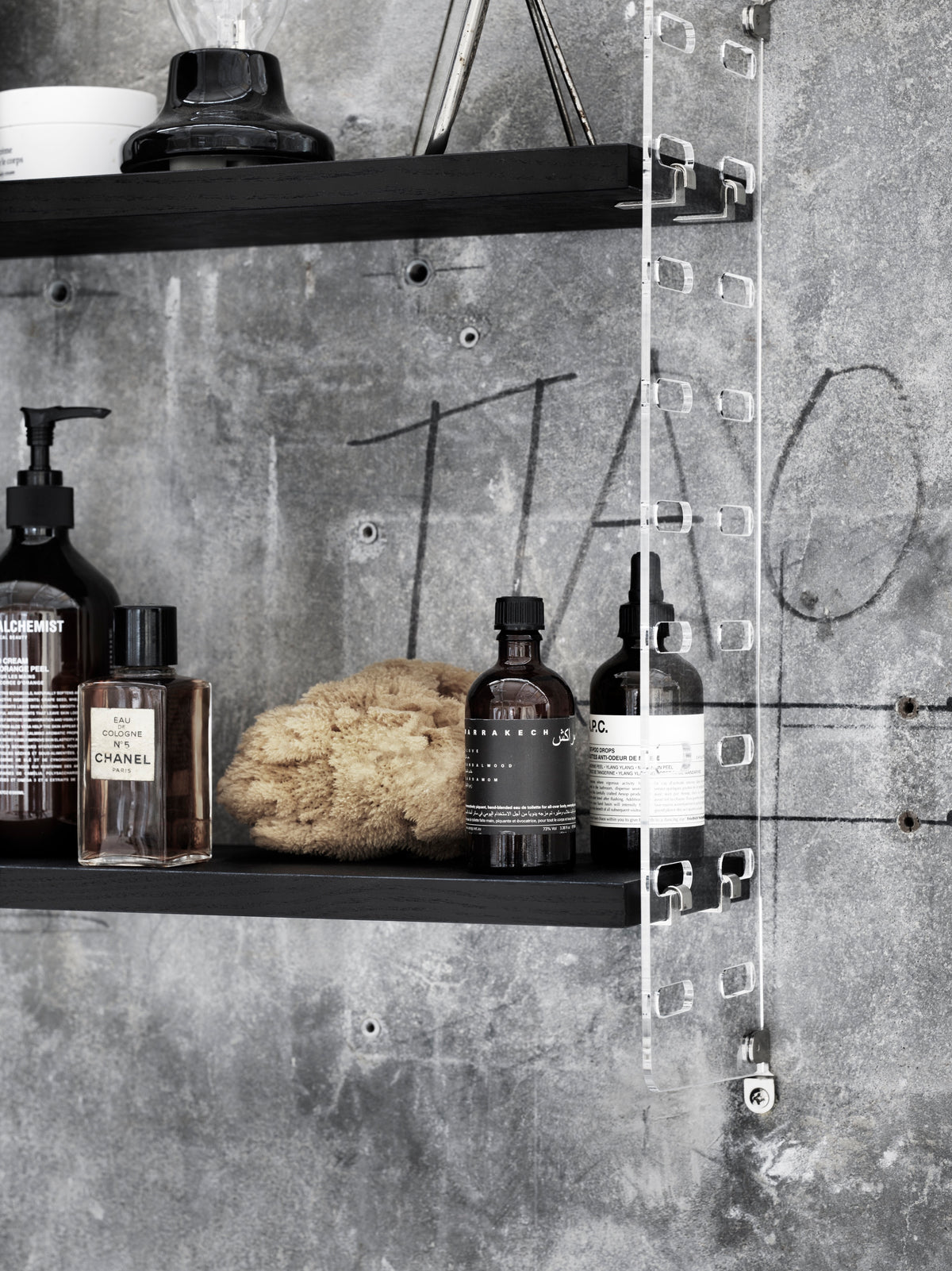 Shelf w58 x d20 cm in Black stained ash, room setting