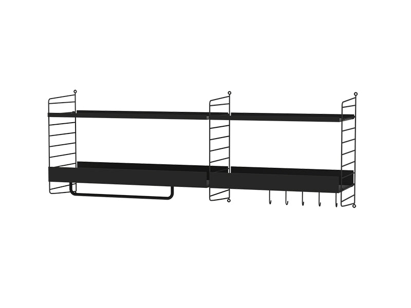 String Furniture Hallway Bundle H J in Black shelves and black panels