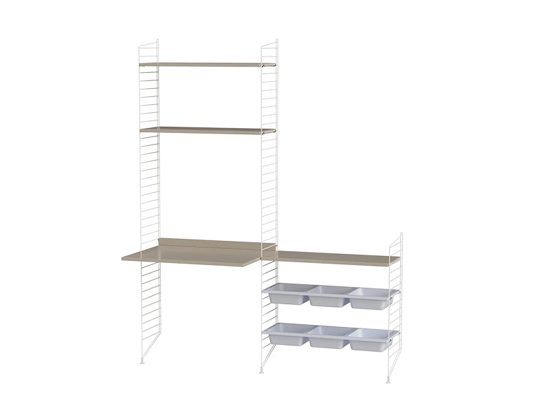 String Furniture Kids Room Bundle C E in Beige shelves and white panels