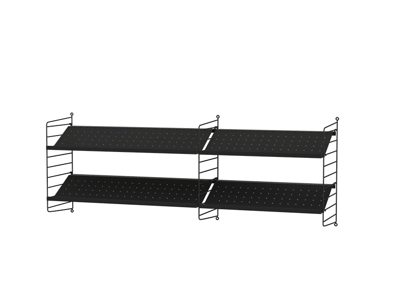 String Furniture Hallway Bundle H I in Black shelves and black panels